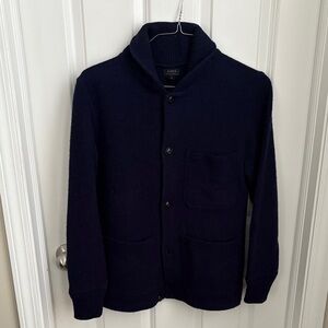 J. Crew 100% Lambswool Navy Shawl Collar Cardigan